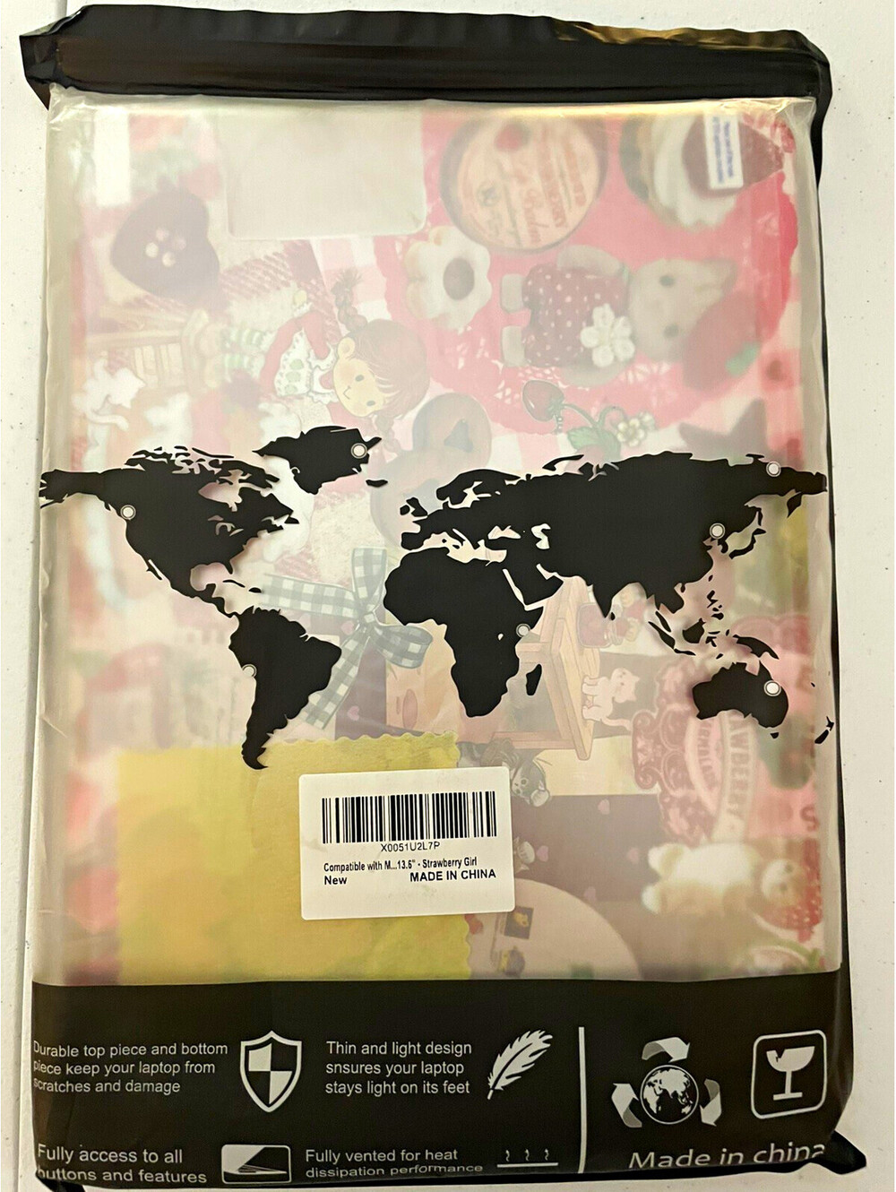 Hard Shell Case MacBook Air 13.6 M2 M3 M4 M5 A2681 A3113 - Strawberry Shortcake